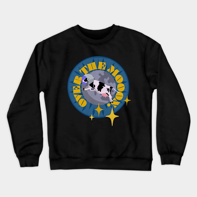 Over the Mooon Space Cow Crewneck Sweatshirt by Bvivid Apparel